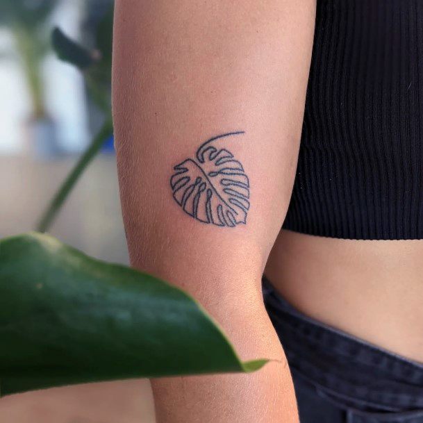 Feminine Girls Monstera Tattoo Designs