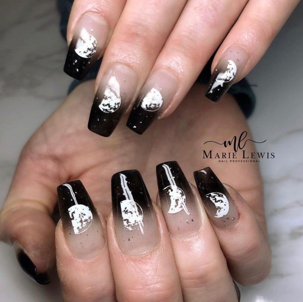 Feminine Girls New Moon Nail Designs