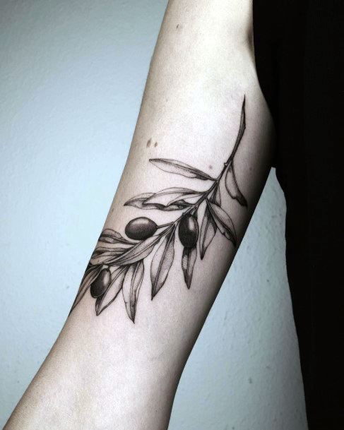 Feminine Girls Olive Branch Tattoo Designs