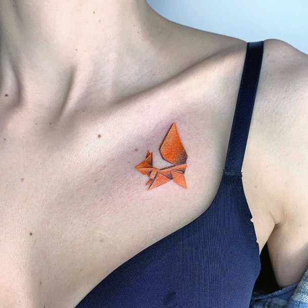 Feminine Girls Origami Tattoo Designs