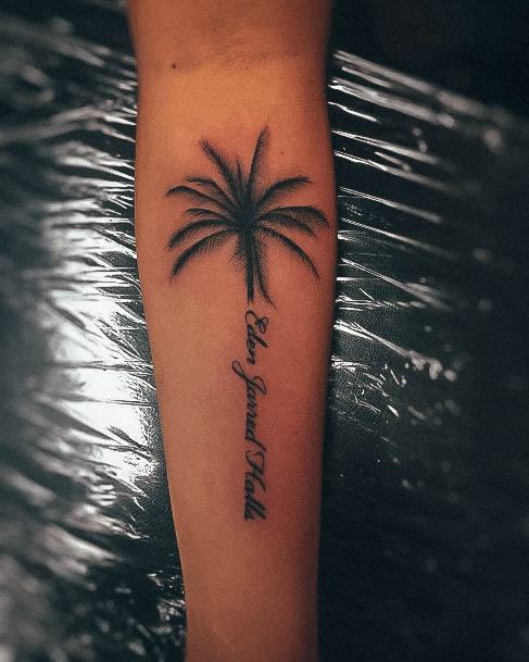 Feminine Girls Palm Tree Tattoo Designs