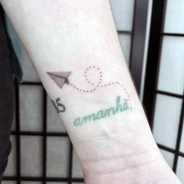 Feminine Girls Paper Airplane Tattoo Designs