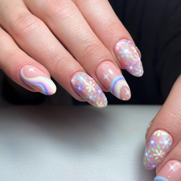 Feminine Girls Pastel Nail Designs