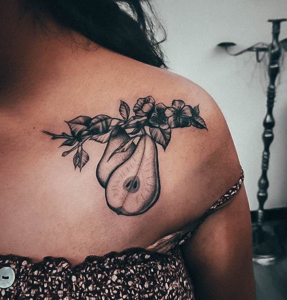 Feminine Girls Pear Tattoo Designs