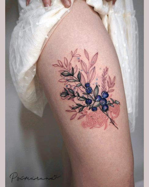 Feminine Girls Pomegranate Tattoo Designs