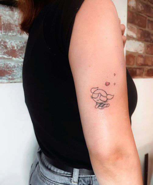 Feminine Girls Powerpuff Girls Bubbles Tattoo Designs