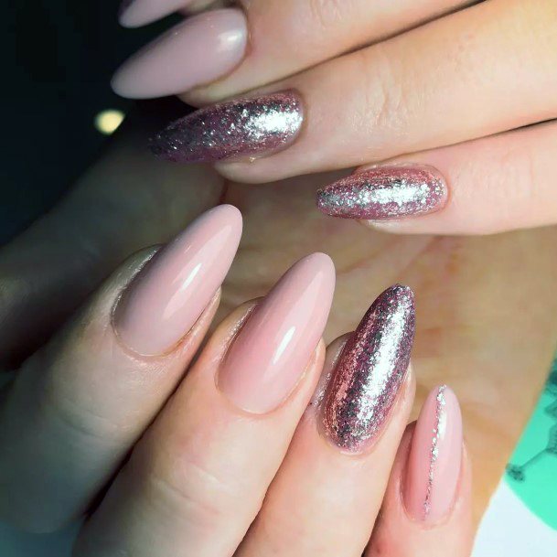 Feminine Girls Rose Gold Nail Designs