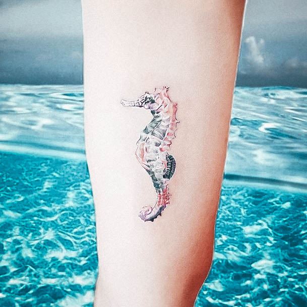 Feminine Girls Seahorse Tattoo Designs