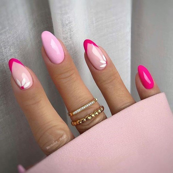 Feminine Girls Short Pink And White Nail Designs