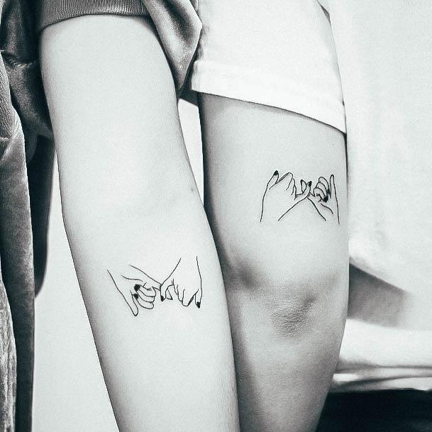 Feminine Girls Sibling Tattoo Designs