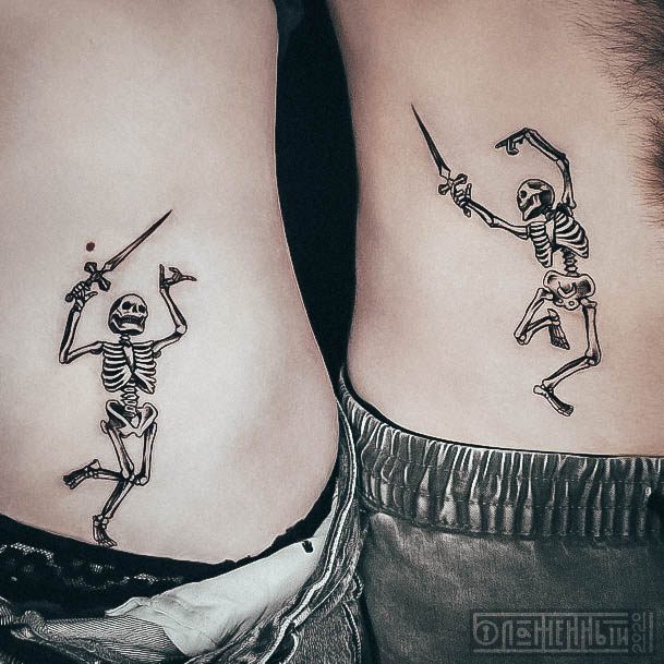 Feminine Girls Skeleton Tattoo Designs