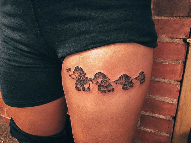 Feminine Girls Small Elephant Tattoo Designs