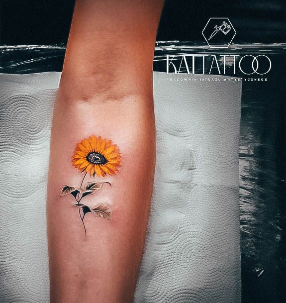 Feminine Girls Small Sunflower Tattoo Designs