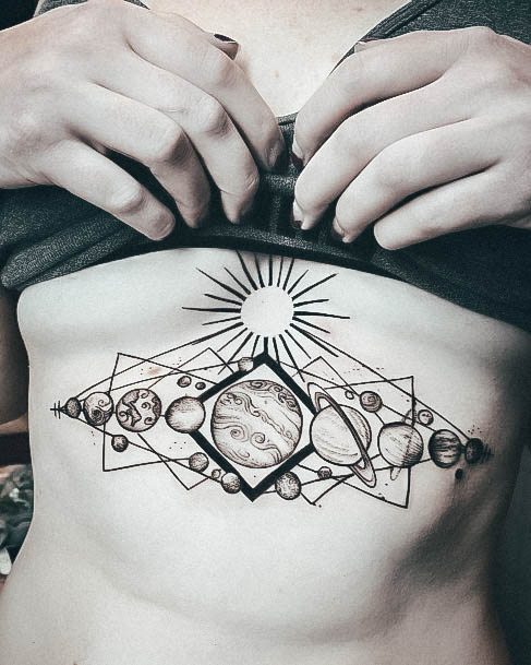 Feminine Girls Solar Tattoo Designs