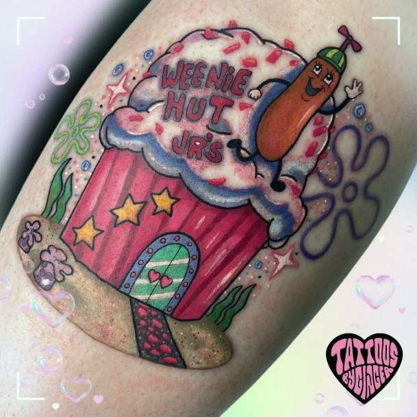 Feminine Girls Spongebob Tattoo Designs