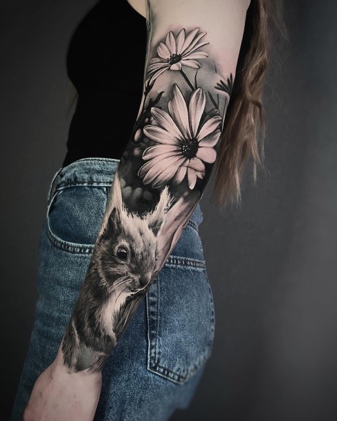 Feminine Girls Squirrel Tattoo Designs