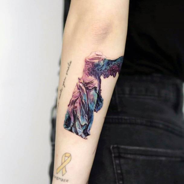 Feminine Girls Statue Tattoo Designs