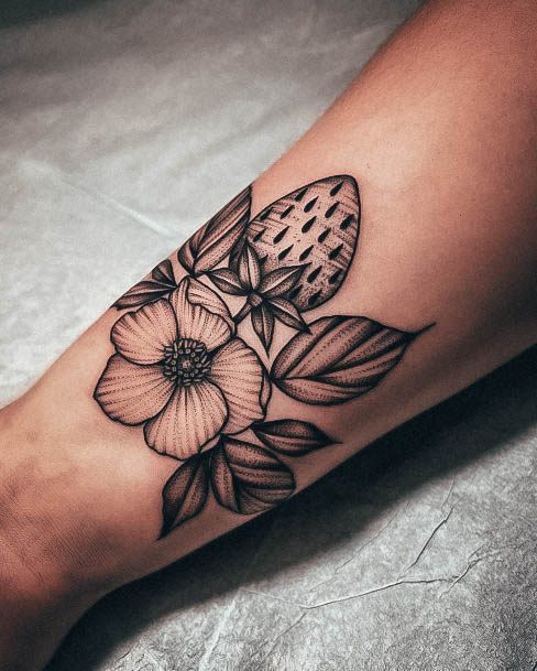 Feminine Girls Strawberry Tattoo Designs