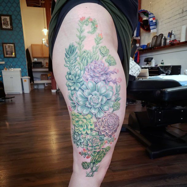 Feminine Girls Succulent Tattoo Designs