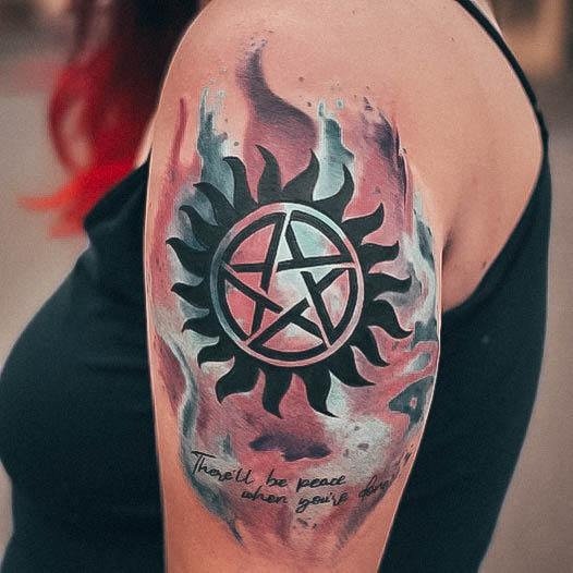 Feminine Girls Supernatural Tattoo Designs