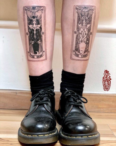 Feminine Girls Tarot Card Tattoo Designs