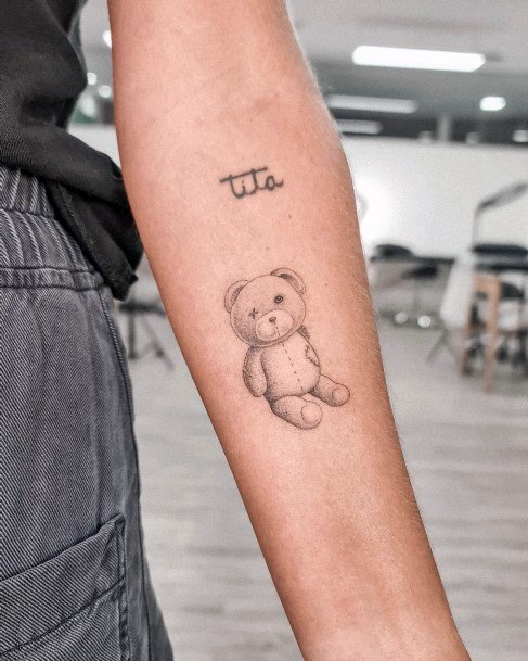 Feminine Girls Teddy Bear Tattoo Designs