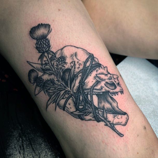 Feminine Girls Thistle Tattoo Designs