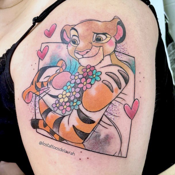 Feminine Girls Tigger Tattoo Designs