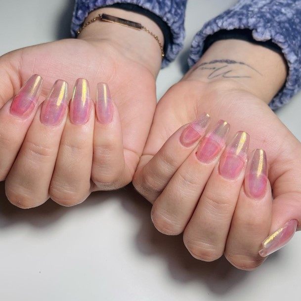 Feminine Girls Translucent Nail Designs