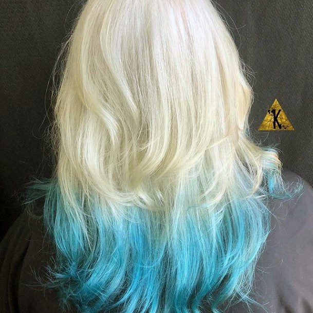 Feminine Girls Turquoise Ombre Hairstyles Ideas