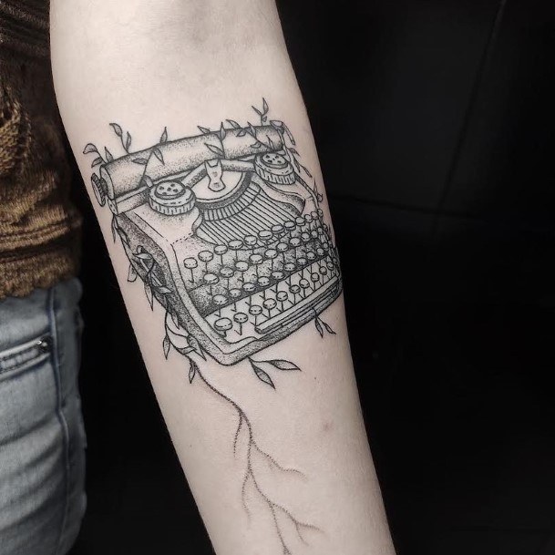 Feminine Girls Typewriter Tattoo Designs