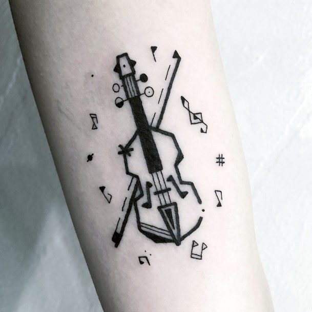 Feminine Girls Violin Tattoo Designs