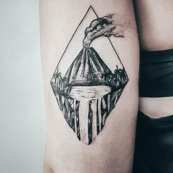 Feminine Girls Volcano Tattoo Designs