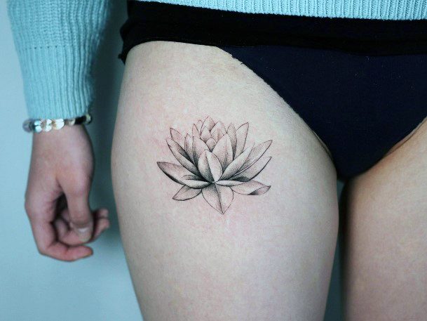 Feminine Girls Water Lily Tattoo Designs