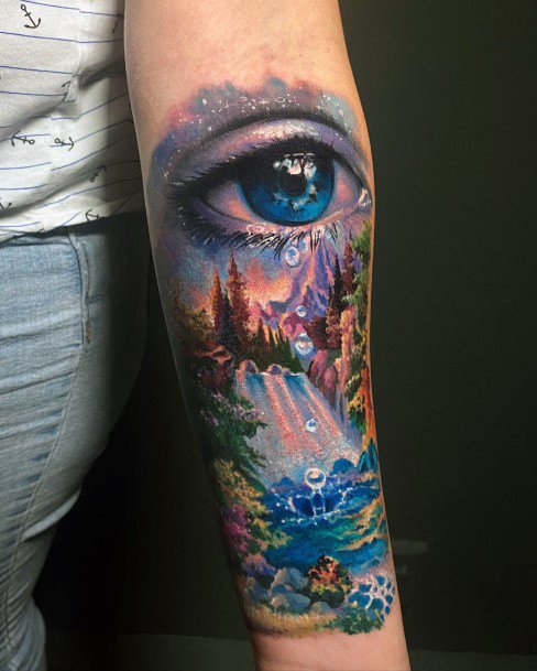 Feminine Girls Waterfall Tattoo Designs