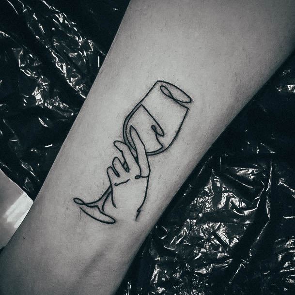 Feminine Girls Wine Tattoo Designs