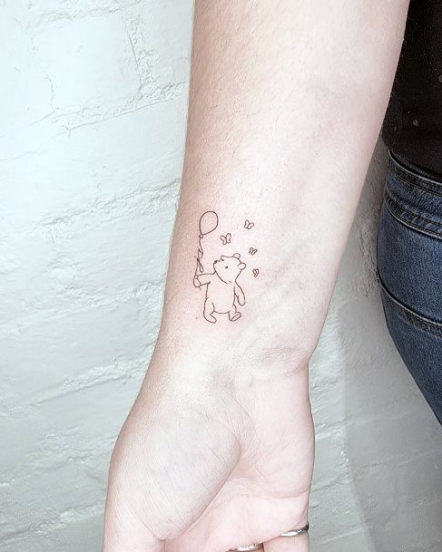 Feminine Girls Winnie The Pooh Tattoo Designs