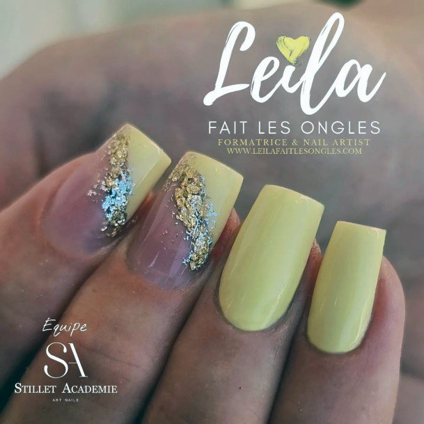 Feminine Girls Yellow Summer Nail Designs