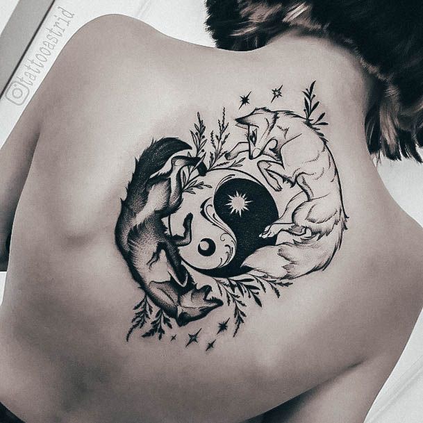 Feminine Girls Yin Yang Tattoo Designs