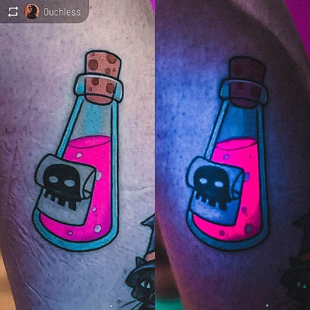 Feminine Glow In The Dark Tattoo Designs For Women Potion Bottle