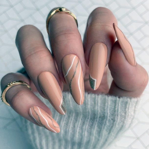 Feminine Gold Dress Nail Designs For Women