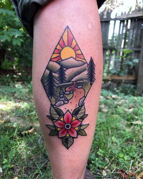 Feminine Hiking Tattoo Designs For Women