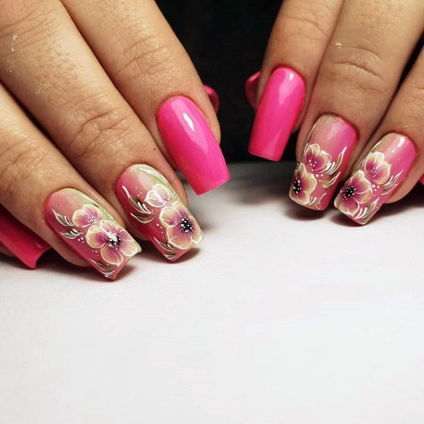 Feminine Hot Pink Nails