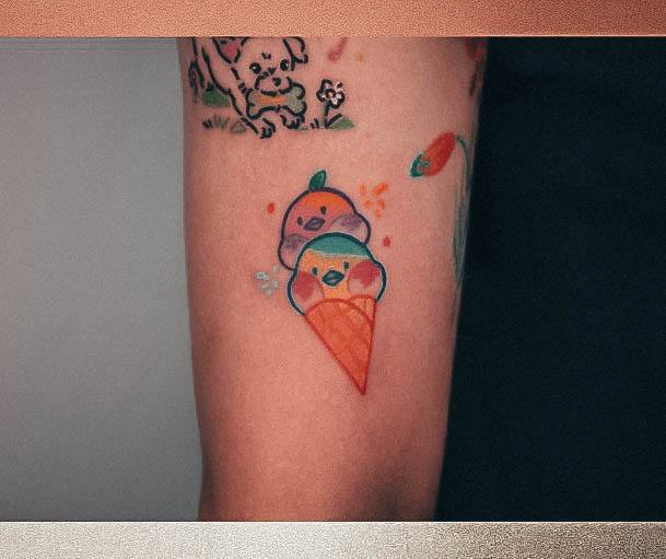 Feminine Ice Cream Tattoo Designs For Women