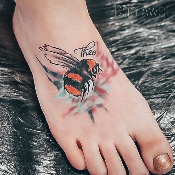 Feminine Kids Name Tattoo Designs For Women Bee Foot