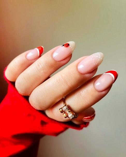 Feminine Ladybug Nail Designs For Women