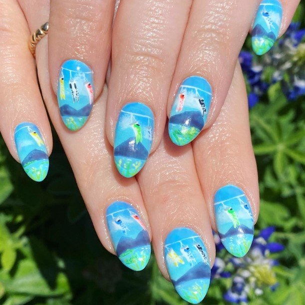 Feminine Landscape Nail Designs For Women