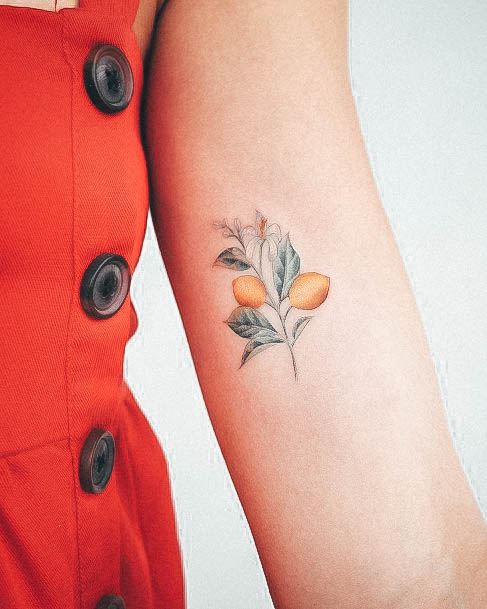 Feminine Lemon Tattoo Designs For Women