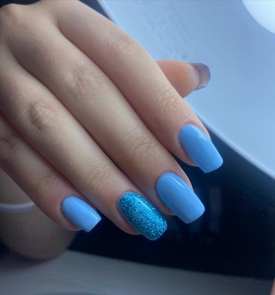 Feminine Light Blue Nail Designs For Women