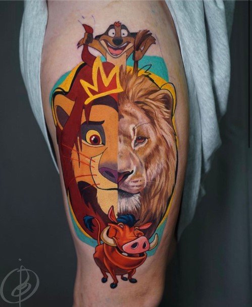 Feminine Lion King Tattoo Designs For Women